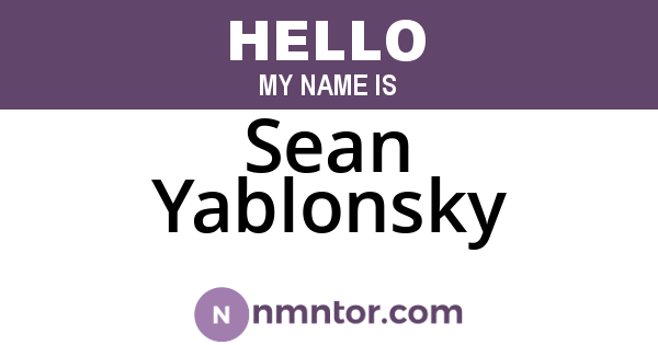 Sean Yablonsky
