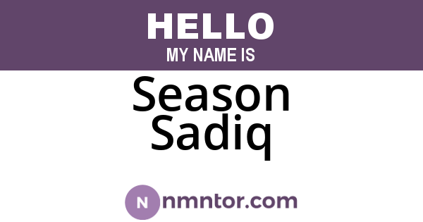 Season Sadiq