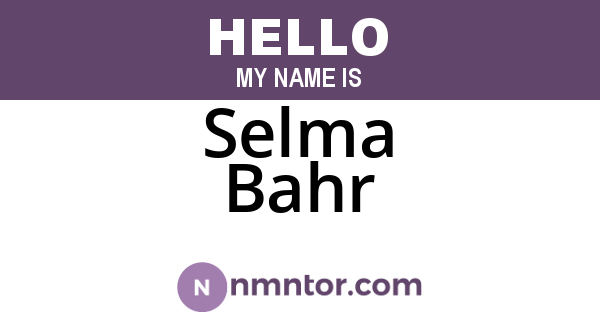 Selma Bahr