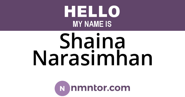 Shaina Narasimhan