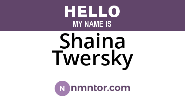 Shaina Twersky