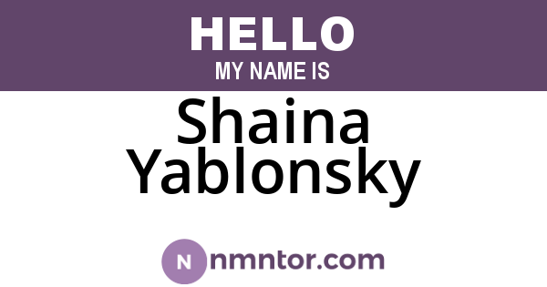 Shaina Yablonsky