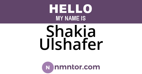 Shakia Ulshafer