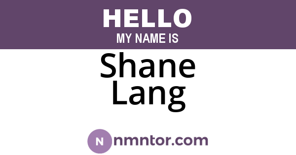 Shane Lang