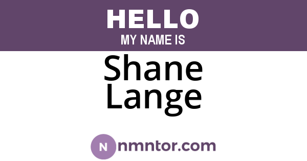 Shane Lange