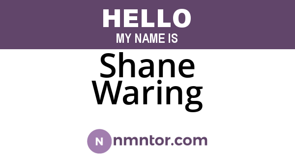 Shane Waring