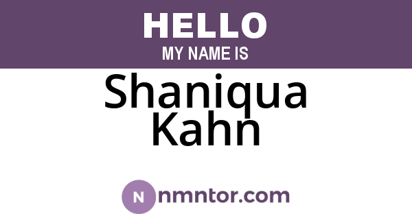 Shaniqua Kahn