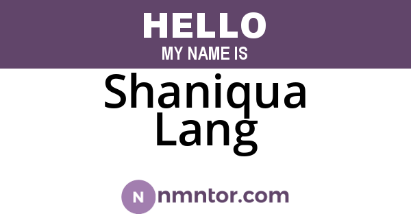 Shaniqua Lang