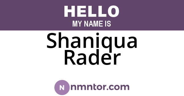 Shaniqua Rader