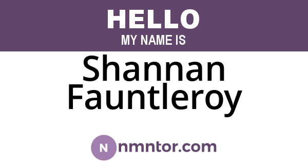 Shannan Fauntleroy