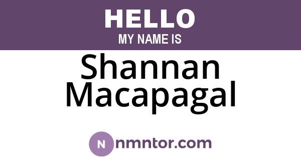 Shannan Macapagal