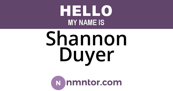 Shannon Duyer