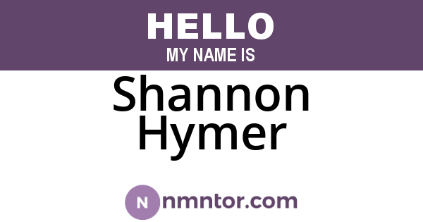 Shannon Hymer
