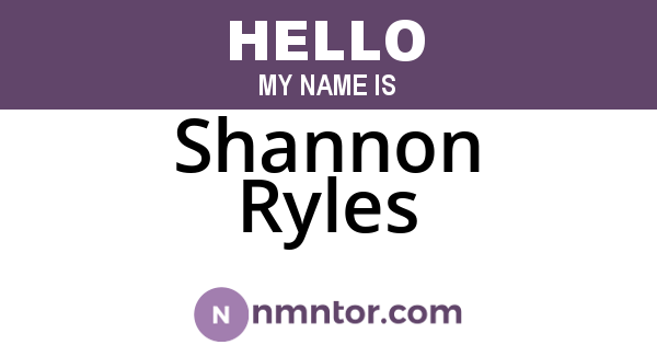 Shannon Ryles