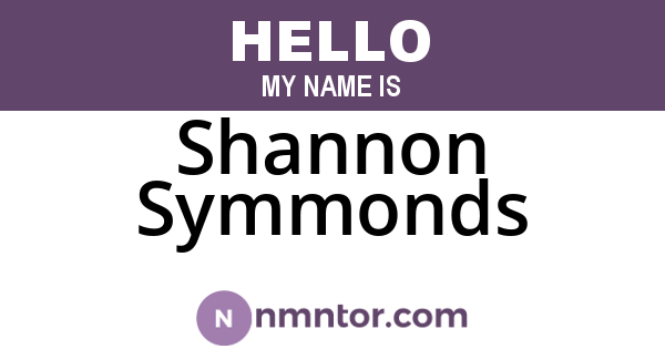 Shannon Symmonds