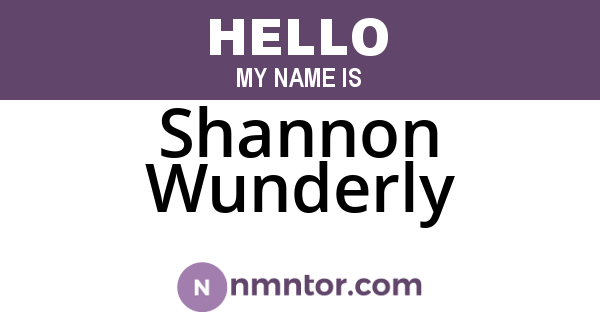 Shannon Wunderly