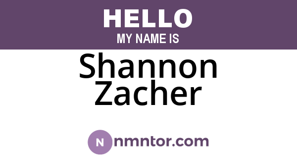 Shannon Zacher