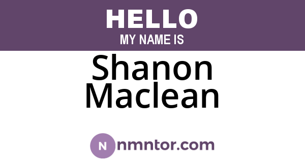 Shanon Maclean