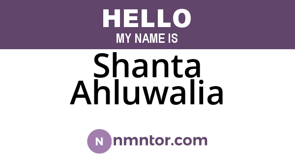 Shanta Ahluwalia