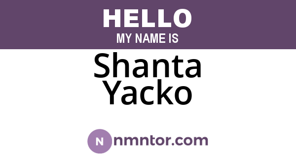 Shanta Yacko