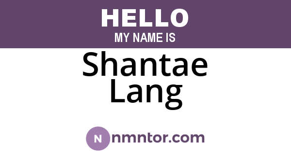 Shantae Lang