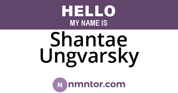 Shantae Ungvarsky