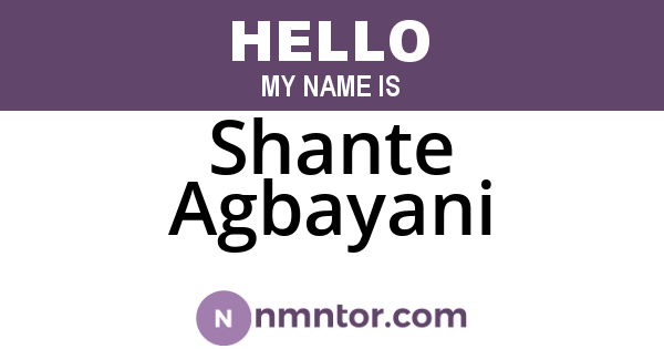 Shante Agbayani