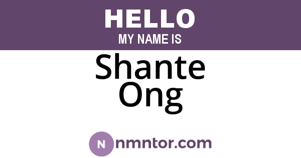 Shante Ong