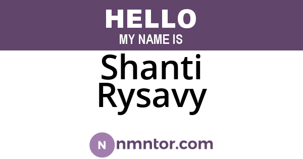 Shanti Rysavy