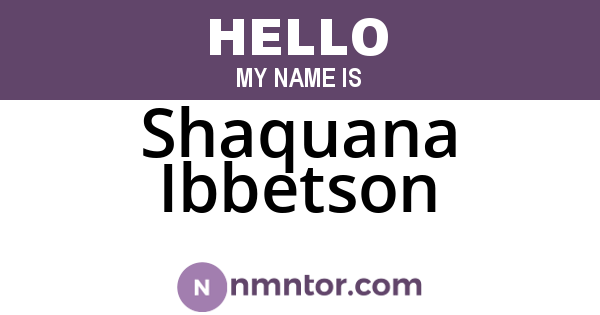 Shaquana Ibbetson