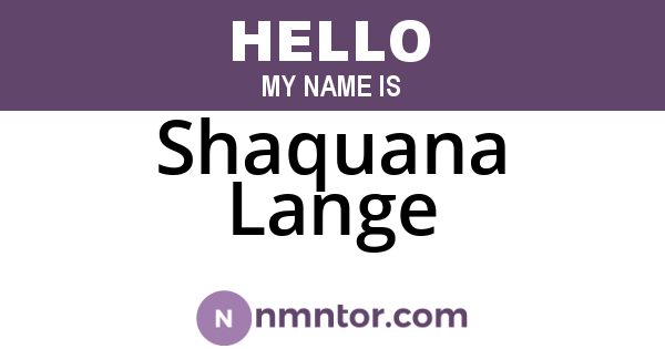 Shaquana Lange