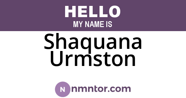 Shaquana Urmston