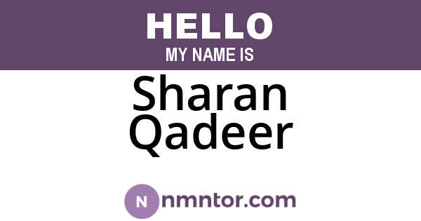 Sharan Qadeer
