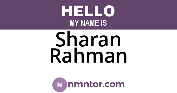 Sharan Rahman