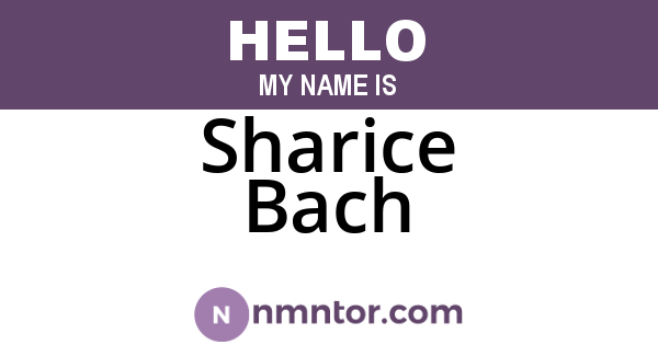 Sharice Bach