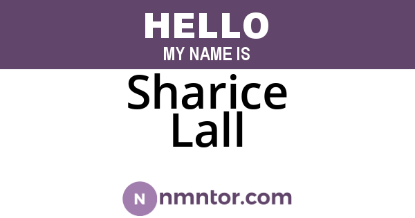 Sharice Lall