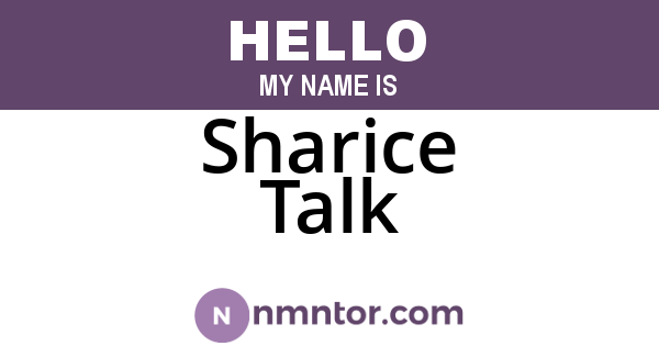 Sharice Talk