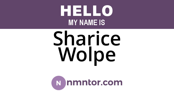 Sharice Wolpe