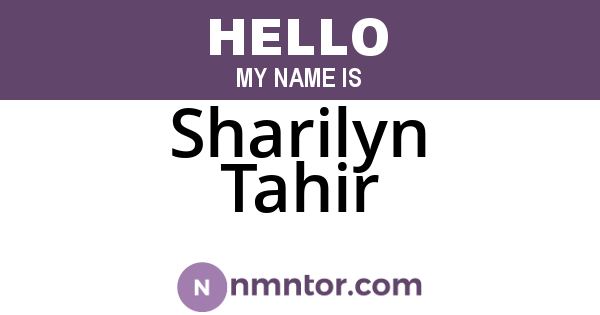 Sharilyn Tahir
