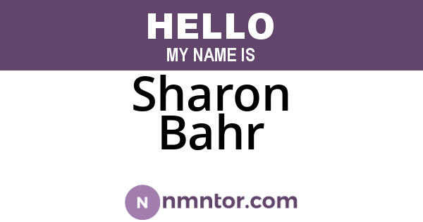 Sharon Bahr