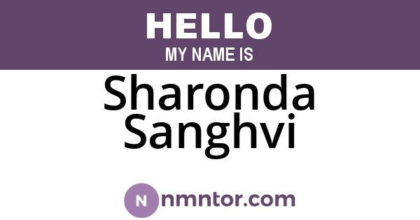 Sharonda Sanghvi