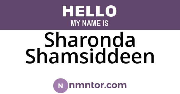 Sharonda Shamsiddeen