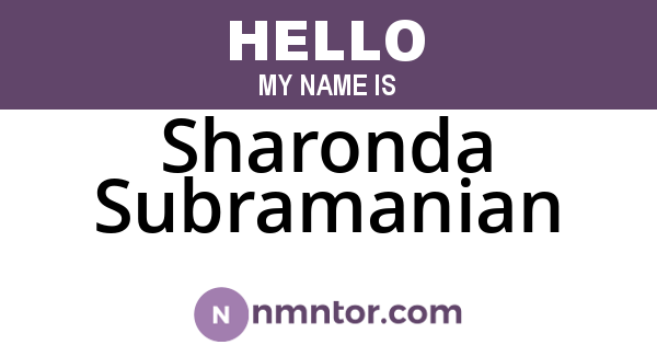 Sharonda Subramanian