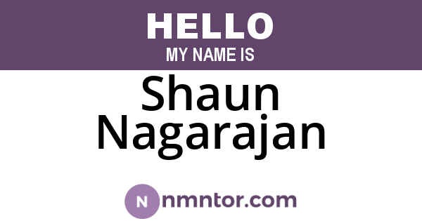 Shaun Nagarajan