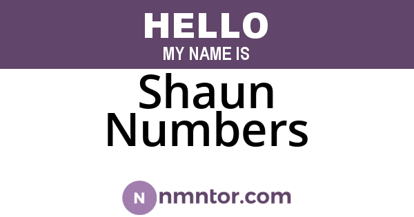 Shaun Numbers