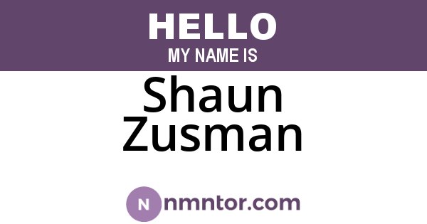 Shaun Zusman
