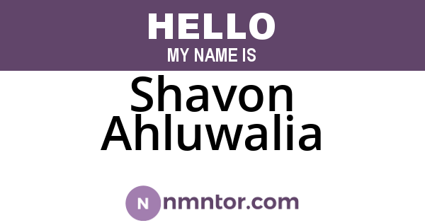 Shavon Ahluwalia