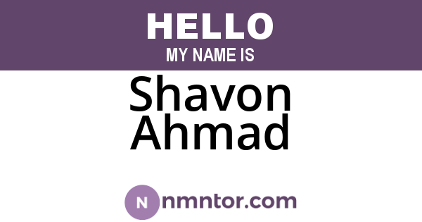Shavon Ahmad
