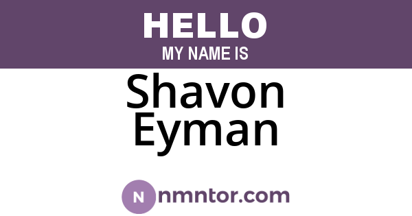 Shavon Eyman
