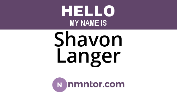 Shavon Langer